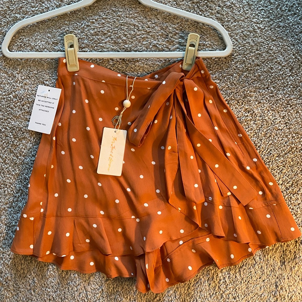 For Love and Lemons Orange polka dot skort